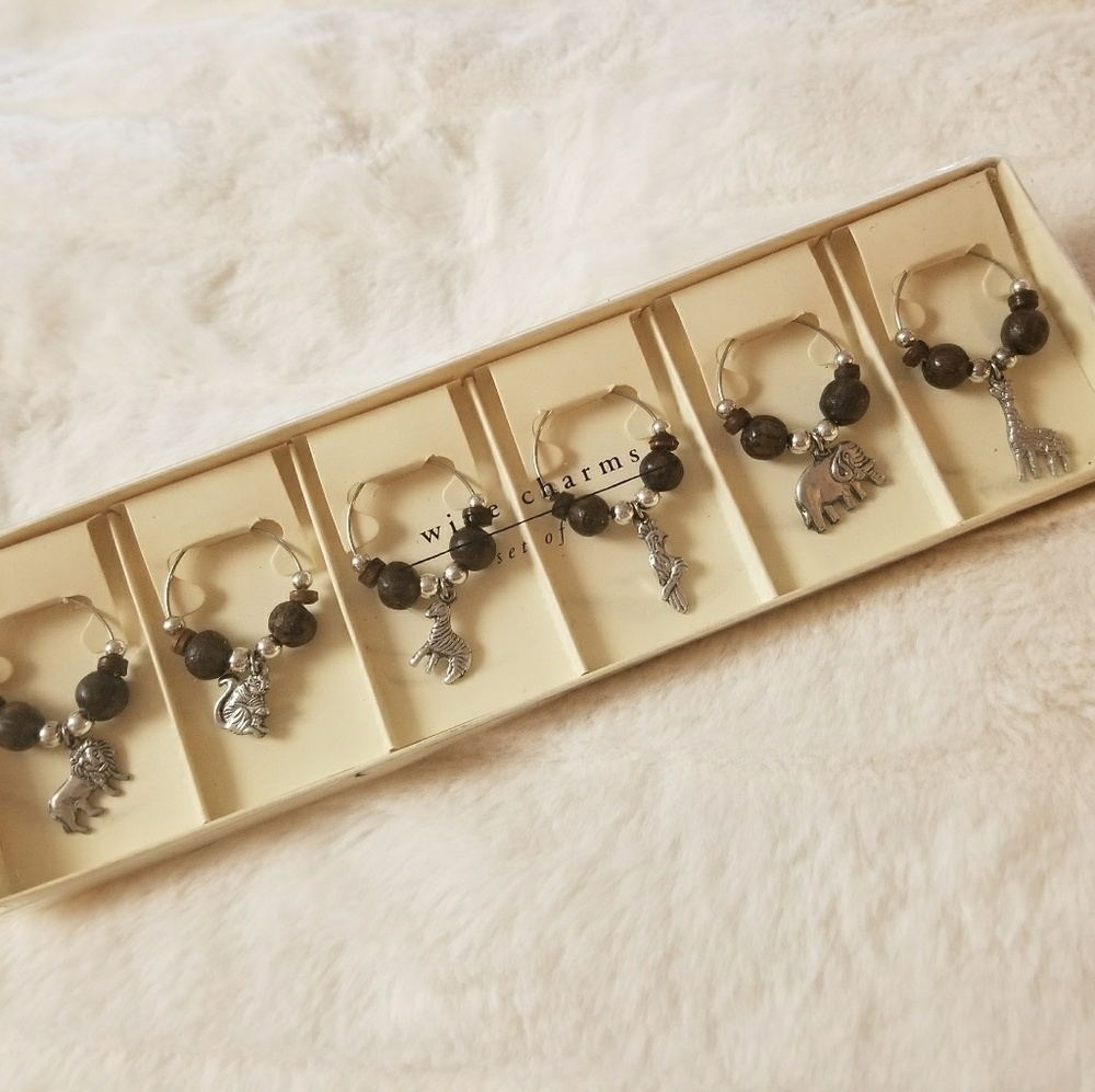 PIER 1 // set of 6 safari themed wine charms